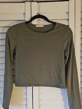 Olive Long-Sleeve Crop Top Sincerely Jules